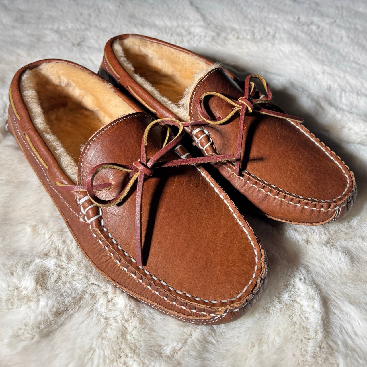 Pair of David's premium bison leather moccasins