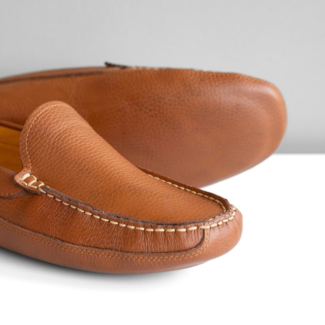 hane's light honey brown leather moccasin, slip-on style