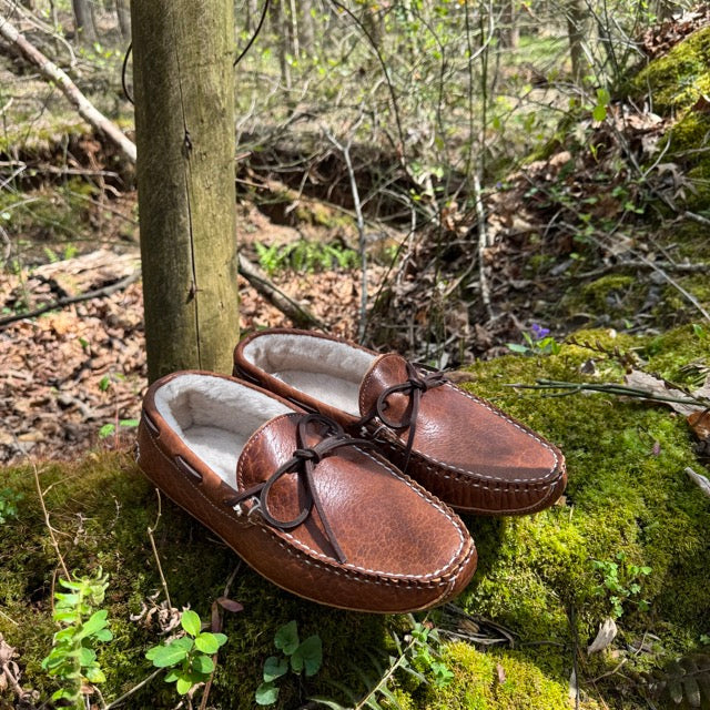 Winston's bison moccasins outdoors on grass