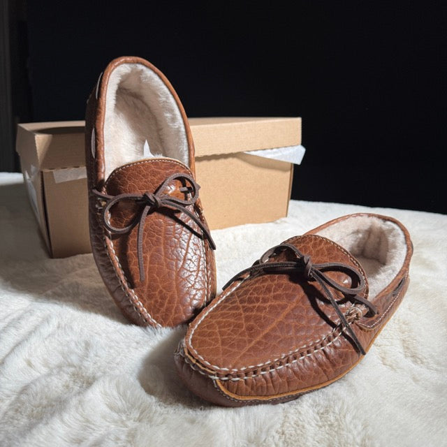 Soft leather sole of Winston's moccasin with Old Bernard stamp